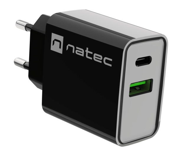 Natec RIBERA 1X USB-A + 1X USB-C 20W CZARNA - 1480409 - zdjęcie